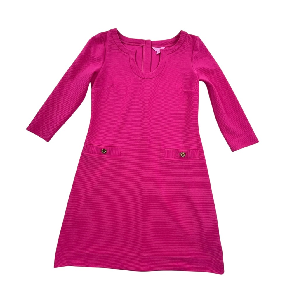 Lilly Pulitzer Lina Shift Dress Orchid Pink U Neck Ottoman Rib Knit Size M